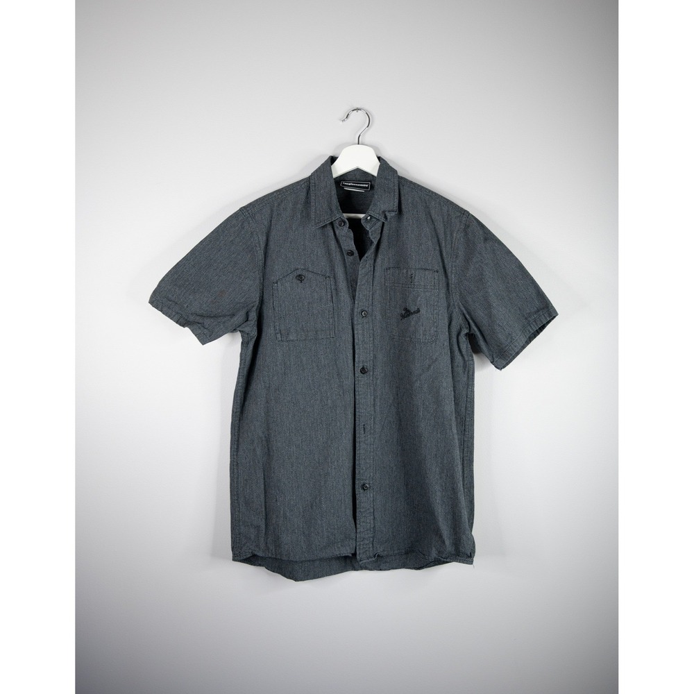 The Hundreds Button Down Shirt Mens L Grey Excellent‎ Short Sleeve Streetwear